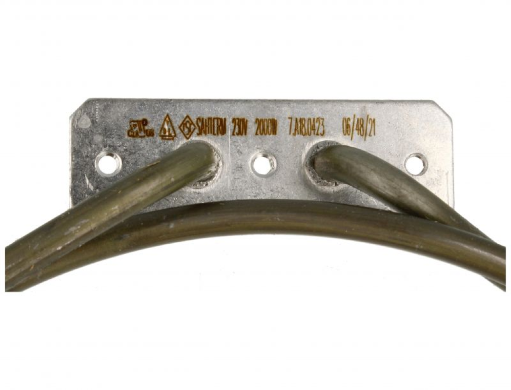 Bauknecht Beko Heizspirale 2000 W, original zylindrisches Heizelement für Haushaltsgeräte, sichtbare Heizspirale in Metall.