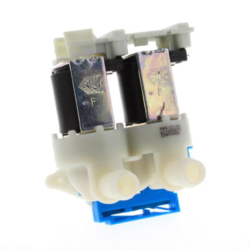 Original Bauknecht Beko Magnetventil C00374790, sichtbares Magnetventil mit Anschlüssen, für Haushaltsgeräte.