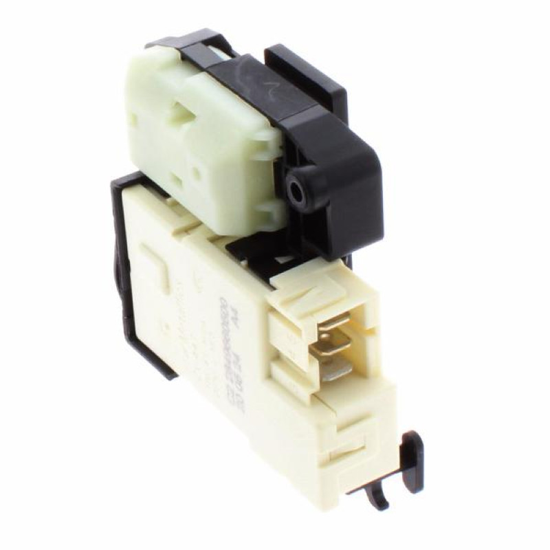 Bauknecht Beko Türverriegelung C00864812, original, sichtbar mit Metallriegel und Gehäuse, für Haushaltsgeräte.