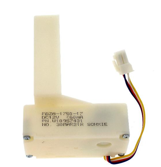 Bauknecht Dämpfer 12V DC ohne Schwamm, schwarzes Gehäuse, für Haushaltsgeräte, seitliche Ansicht