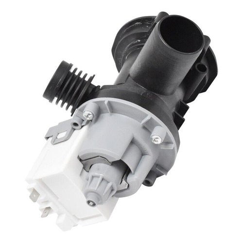 Originale Bauknecht Indesit Ablaufpumpe mit Modellnummer 488000855480, für Waschmaschinen, klare Sicht auf die Pumpe.