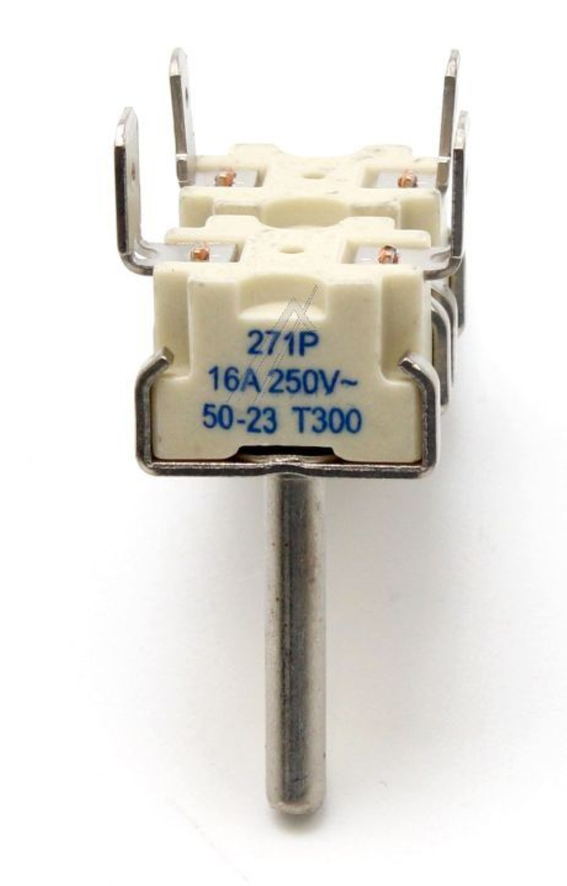 Originaler Bauknecht Thermostat mit Doppelprobe, geeignet für Heizgeräte, zeigt die bedienbare Steuerung und Kabelanschlüsse.
