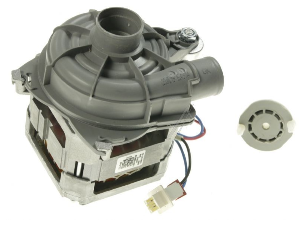 Beko Bauknecht IC-26225 Umwälzpumpe, 90W, Original Ersatzteil, für Geschirrspüler, zeigt die Pumpe mit Kabelanschluss