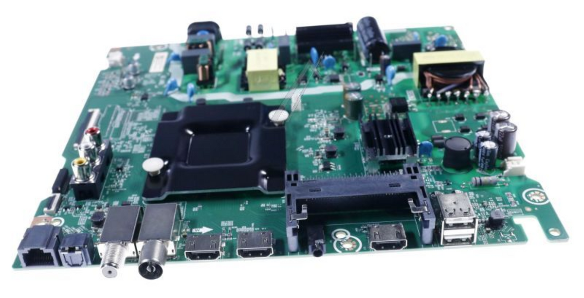 Original Gorenje Mainboard 55A51HEVS(0002) HT402873 mit Steckplätzen und elektronischen Komponenten sichtbar