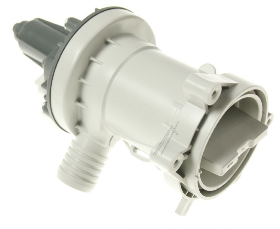Hisense K1992064 Abflusspumpe für Waschmaschine, B12-6A, zeigt die Ablaufpumpe mit Anschlussstücken und Kabel.
