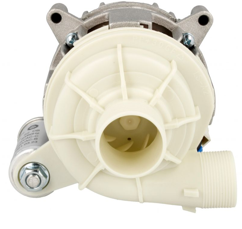 Original Vestel YXW-48-2-52L Waschpumpe mit 4-Umwälzmotor, passend für Waschmaschinen, in weißer Ausführung.