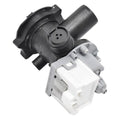 Originale Bauknecht Ablaufpumpe für Waschmaschine, Modell C00855480, mit Schläuchen und Anschluss, klar sichtbar.
