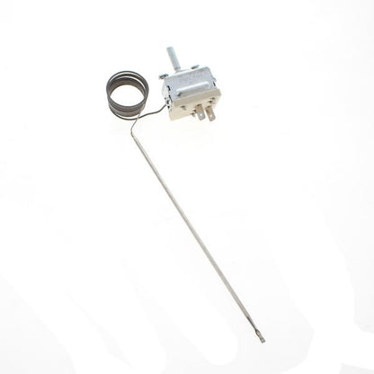 Original Bauknecht Thermostat 480121100077, passend für Whirlpool und Indesit, zeigt das Gerät mit Kabelanschluss.