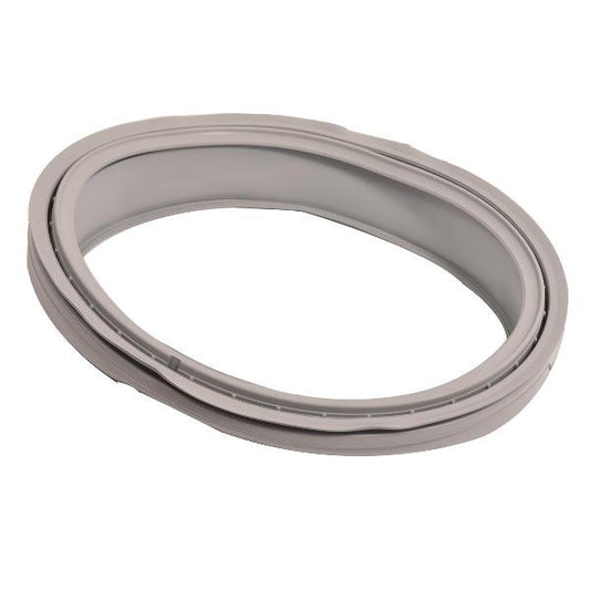 Türmanschette für Bauknecht Whirlpool Indesit, flexible Gummidichtung, zeigt die montierte Türmanschette in der Verpackung