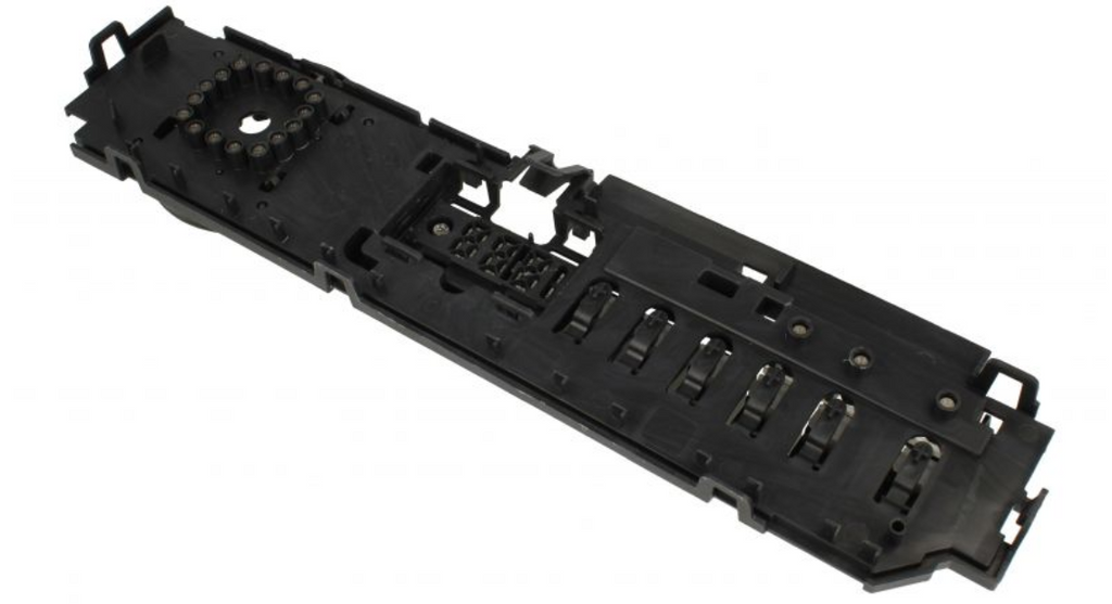 Vestel Waschmaschinen-Tastensatz mit schwarzer PCB-Abdeckung, kompatibel mit T2-JD/T120-Modellen, zeigt Tasten und Platinen.