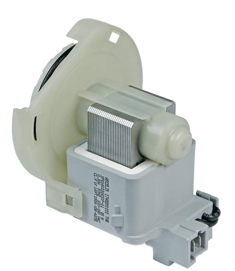 Beko Original Ablaufpumpe für Waschmaschine, zeigt die Pumpe mit Schläuchen und Anschluss, Modell 1748200100