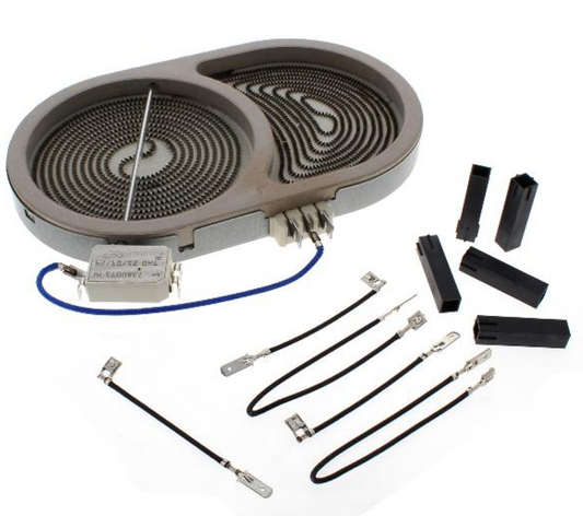 Bauknecht Heizelement oval 1800/1000W, original C00377557, für Haushaltsgeräte, sichtbares Heizteil in weißer Oberfläche