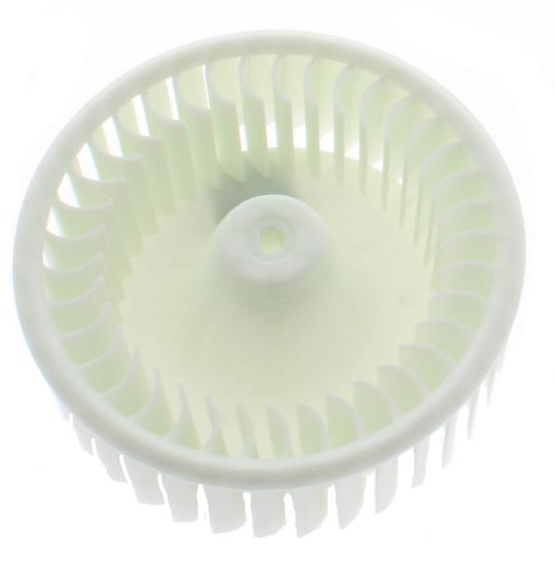 Originales Beko Lüfterrad C00869331 für Bauknecht Waschmaschine, sichtbar mit Lüfterflügel und Metallgehäuse.