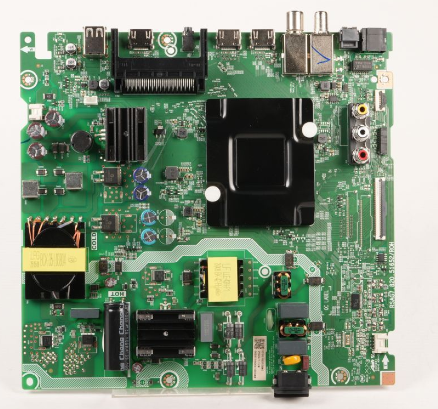 Hisense Mainboard für 55E70QEVS, großes Komponentenbild, originale GERM HT434335 Platine im Elektronik-Layout