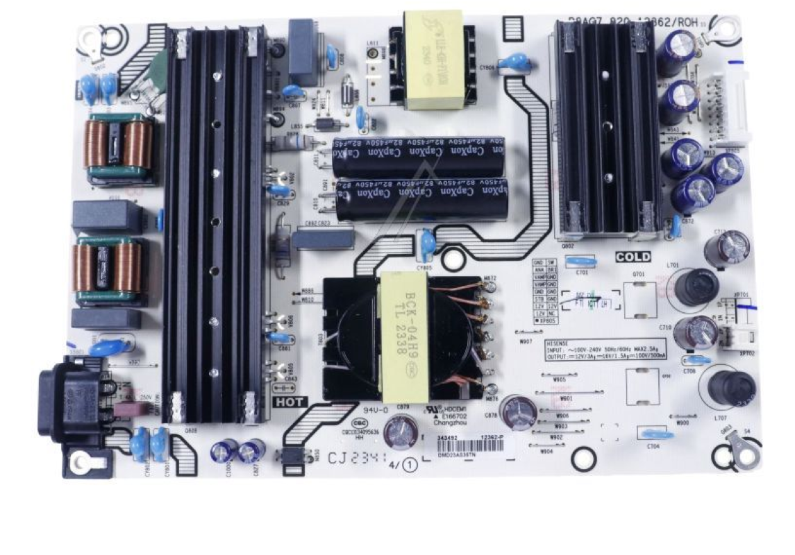 Original Hisense Gorenje Netzteilplatine RSAG2.908.12362-25 für HT343492, technische Platine, Nahaufnahme, elektronische Komponenten sichtbar