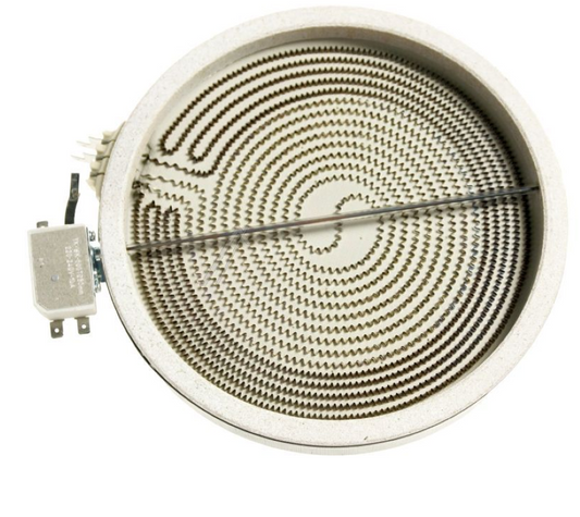 Midea YK-230SS Strahlungsheizkörper mit Herdplatte, Edelstahl, kompakt und energiesparend, auf einer weißen Oberfläche.
