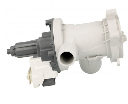 Originale Hisense Abwasserpumpe HK2023492 für Waschmaschinen, zeigt die Pumpe in einer technischen Abbildung.