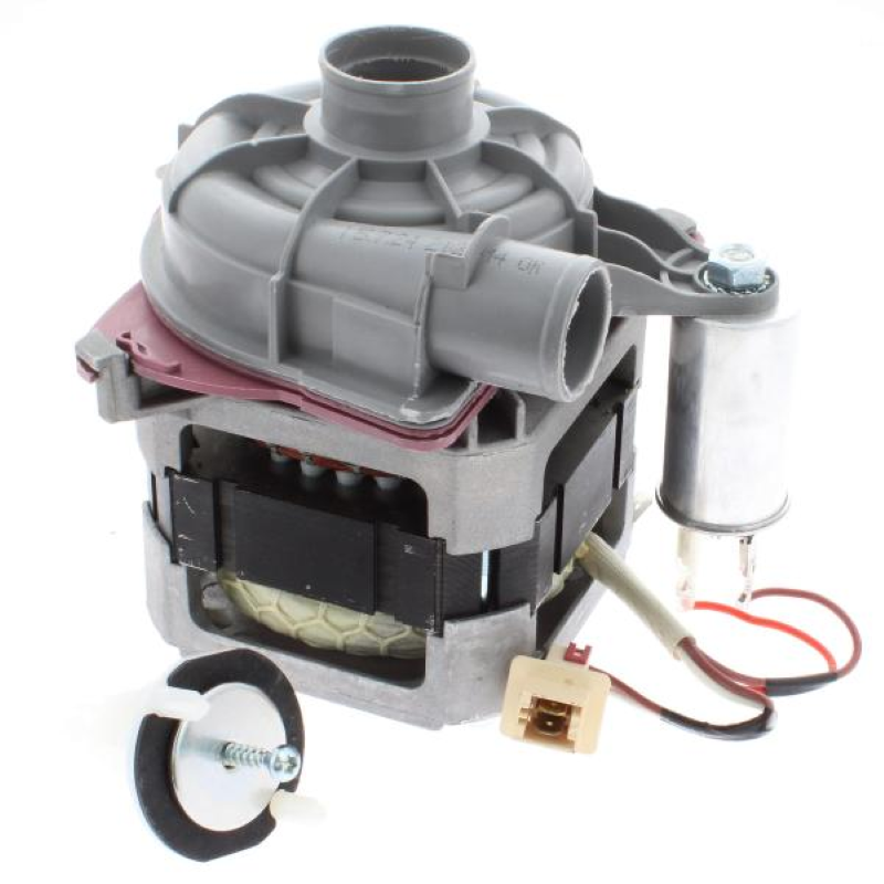 Bauknecht Beko Umwälzpumpe 90W, Originalersatzteil, zeigt die Pumpe mit Kabelanschluss auf einem technischen Bildschirm.
