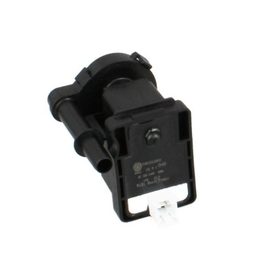Bauknecht Beko Kondensatpumpe C00869419, Originalersatzteil, Nahaufnahme der Pumpe mit Modellnummer auf weißem Hintergrund