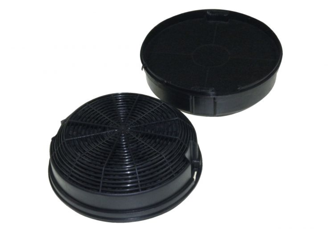 Aktivkohlefilter für Dunstabzug von Electrolux, kompatibel mit AEG, zeigt den schwarzen Filter im Einsatz