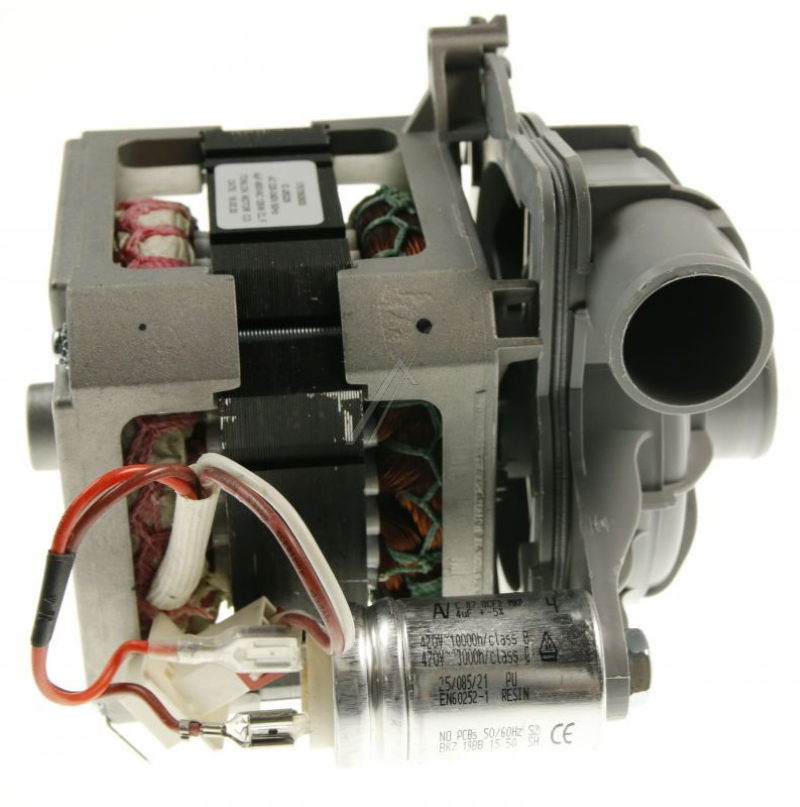 Bauknecht Motor Spray Pump C00865691, Ersatzteil mit Spraydüse für Waschmaschinen, in schwarzer Farbe.