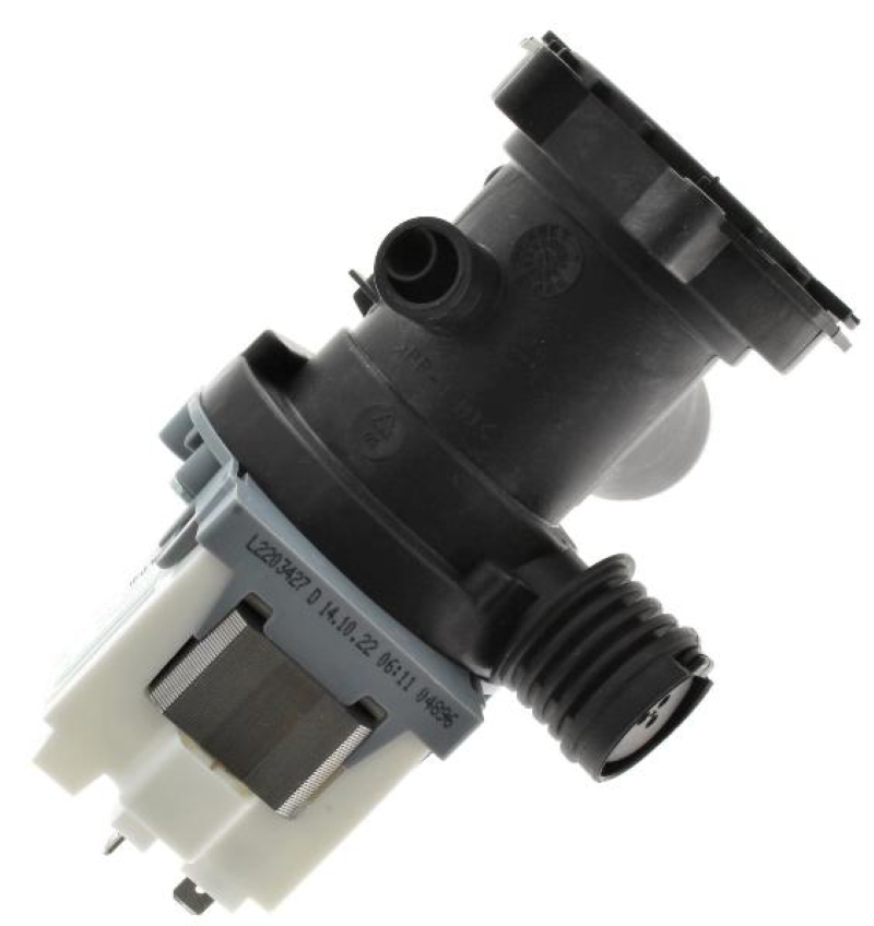 Bauknecht Ablaufflaspumpe für Waschmaschinen, 220-240V, 50Hz, mit Flap, Modell C00517420, sichtbares Produkt in der Abbildung