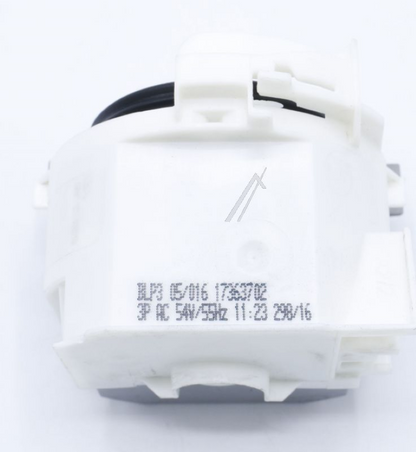 Bauknecht Beko 1736370200 BLDC Ablaufpumpe Gruppe C00872625, sichtbare Pumpe mit Schlauchanschlüssen und Kabelanschluss