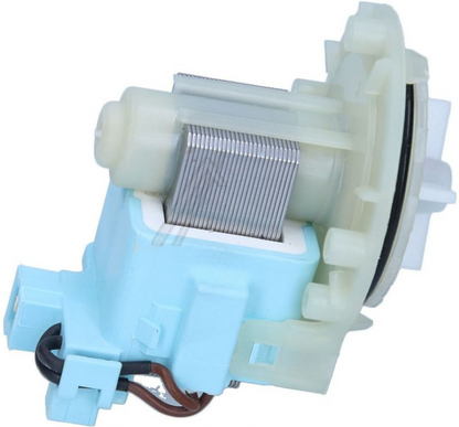 Originaler Bauknecht Beko Pumpenmotor C00865743, sichtbarer Blick auf den schwarzen Elektromotor mit Anschlusskabel.
