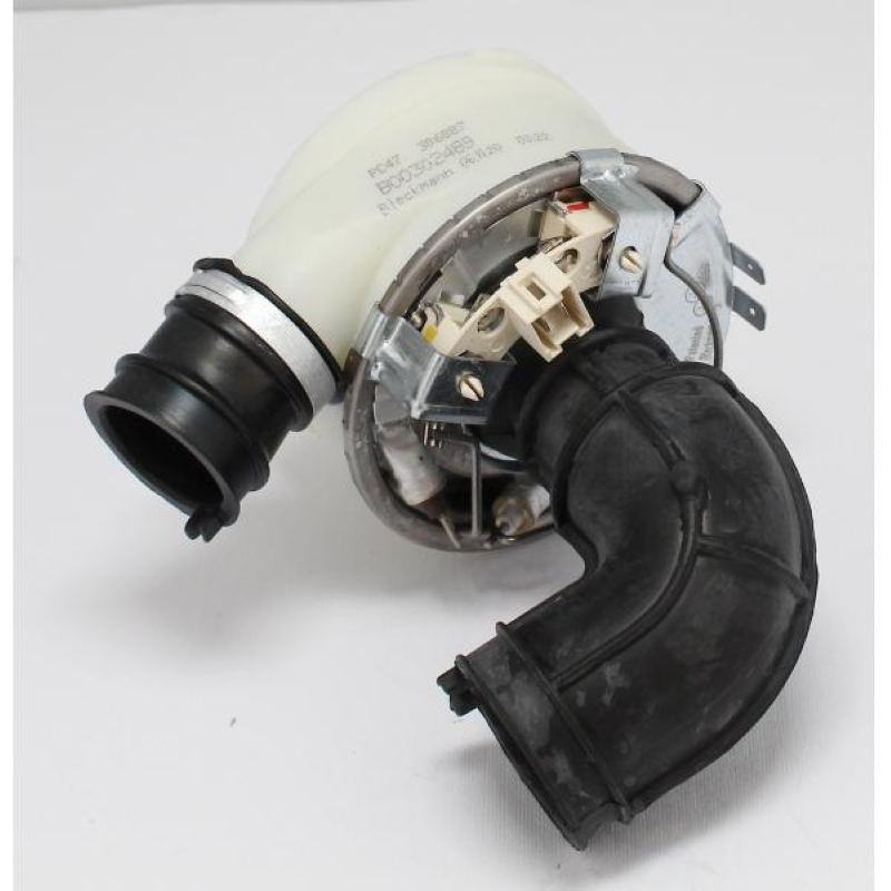 Bauknecht Beko Heizkörper BLDC9/6 mit Dichtung C00302489, Heizkörper mit Dichtung und Anschlussdetails auf weißem Hintergrund