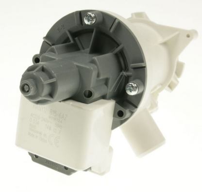Bauknecht Beko Pumpen-Filter Baugruppe C00876093, sichtbar mit Filter und Anschlussstücken für Waschmaschinen oder Trockner
