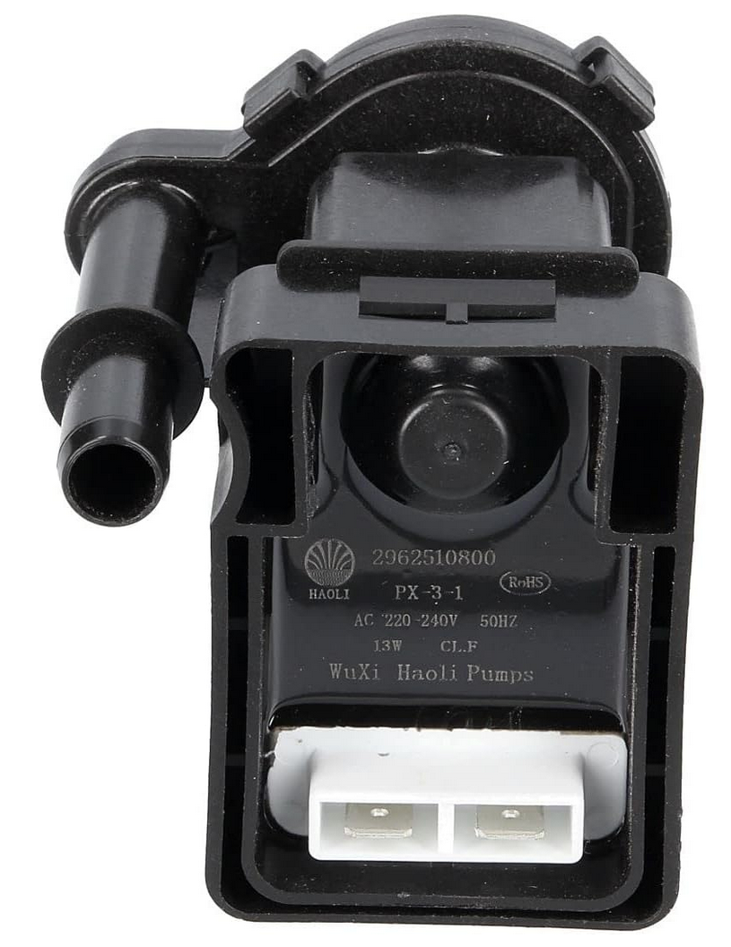 Bauknecht Beko PX-3-1 Kondensatpumpe, original Ersatzteil, sichtbare Pumpe mit Anschlussstücken für Waschmaschine