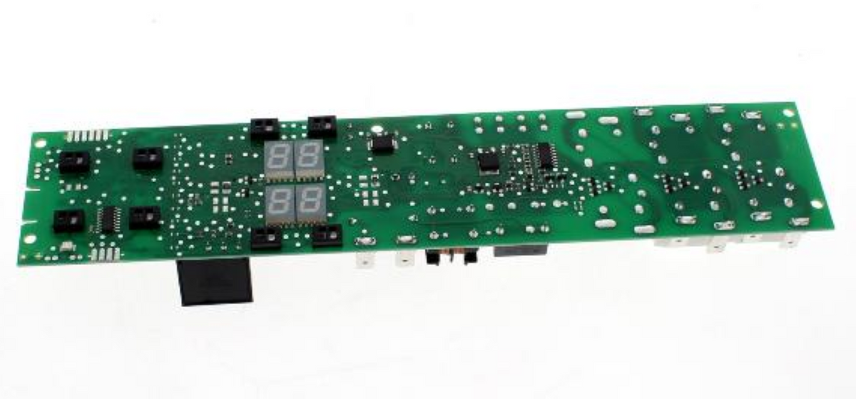 Bauknecht Kontrolleinheit C00313167, kompatibel mit Bauknecht Haushaltsgeräten, zeigt elektronische Komponenten auf der Platine.
