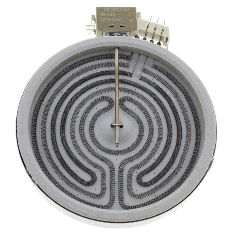 Heizelement von Bauknecht, 180mm, 1700W, für Haushaltsgeräte, zeigt das Heizkörper-Element in Betrieb