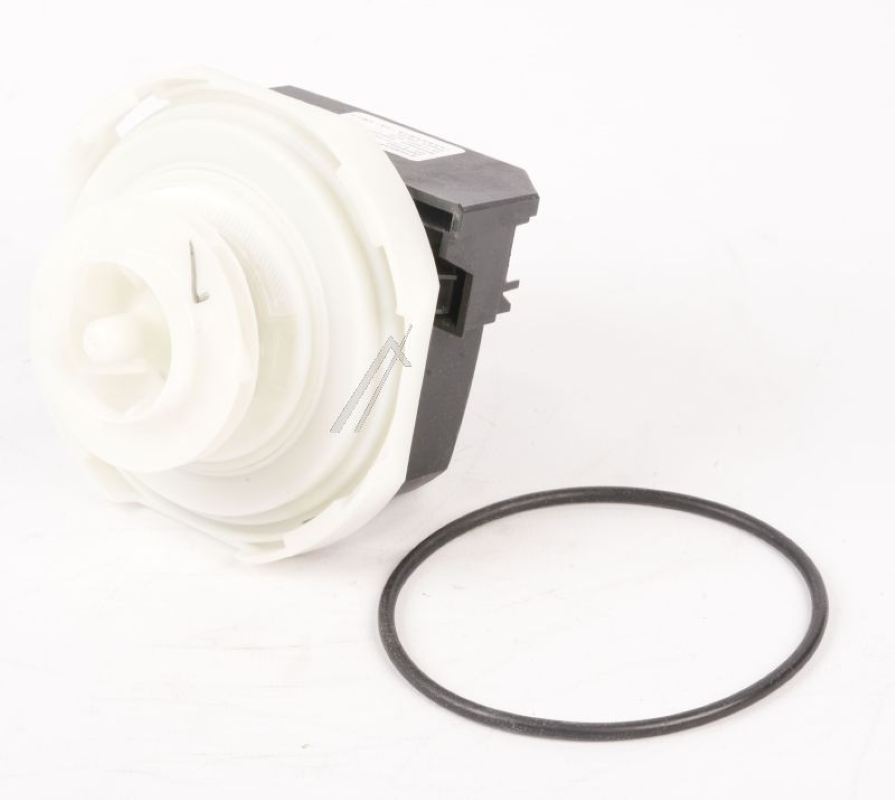 Bauknecht Umwälzpumpe KIT BLDC AWECO+ DIC, Originalersatzteil für Waschmaschinen, zeigt die Pumpe mit Anschlussstücken.