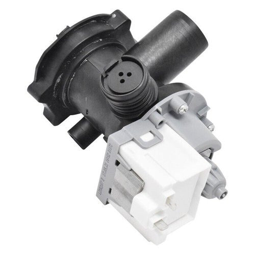 Bauknecht Indesit Ablaufpumpe, original, für Waschmaschine, gelb und schwarz, mit Anschlussrohren und elektrischen Kontakten