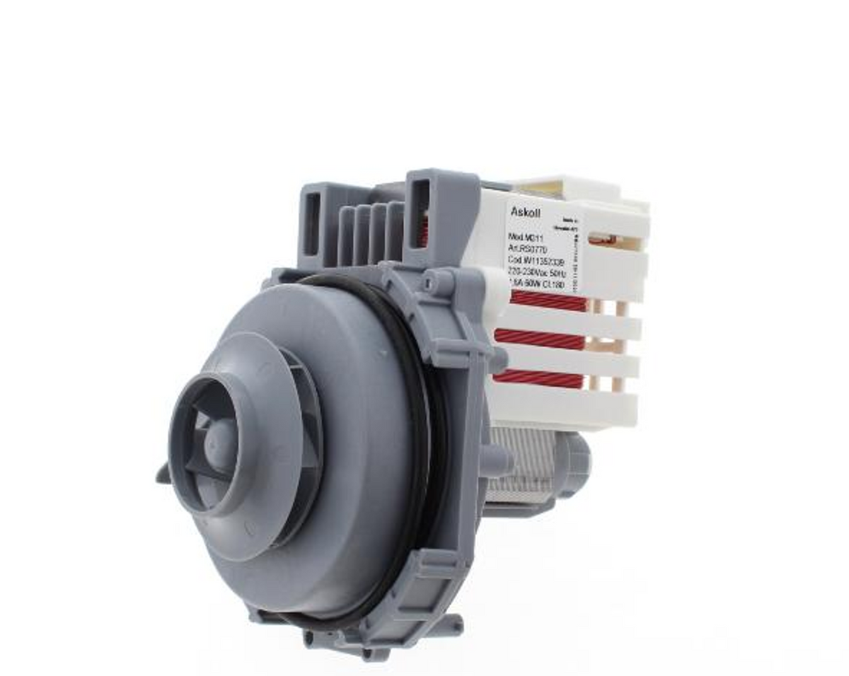Bauknecht Umwälzpumpe Askoll M311 E mit Dichtung C00634172, Ersatzteil für Waschmaschinen, technische Ansicht