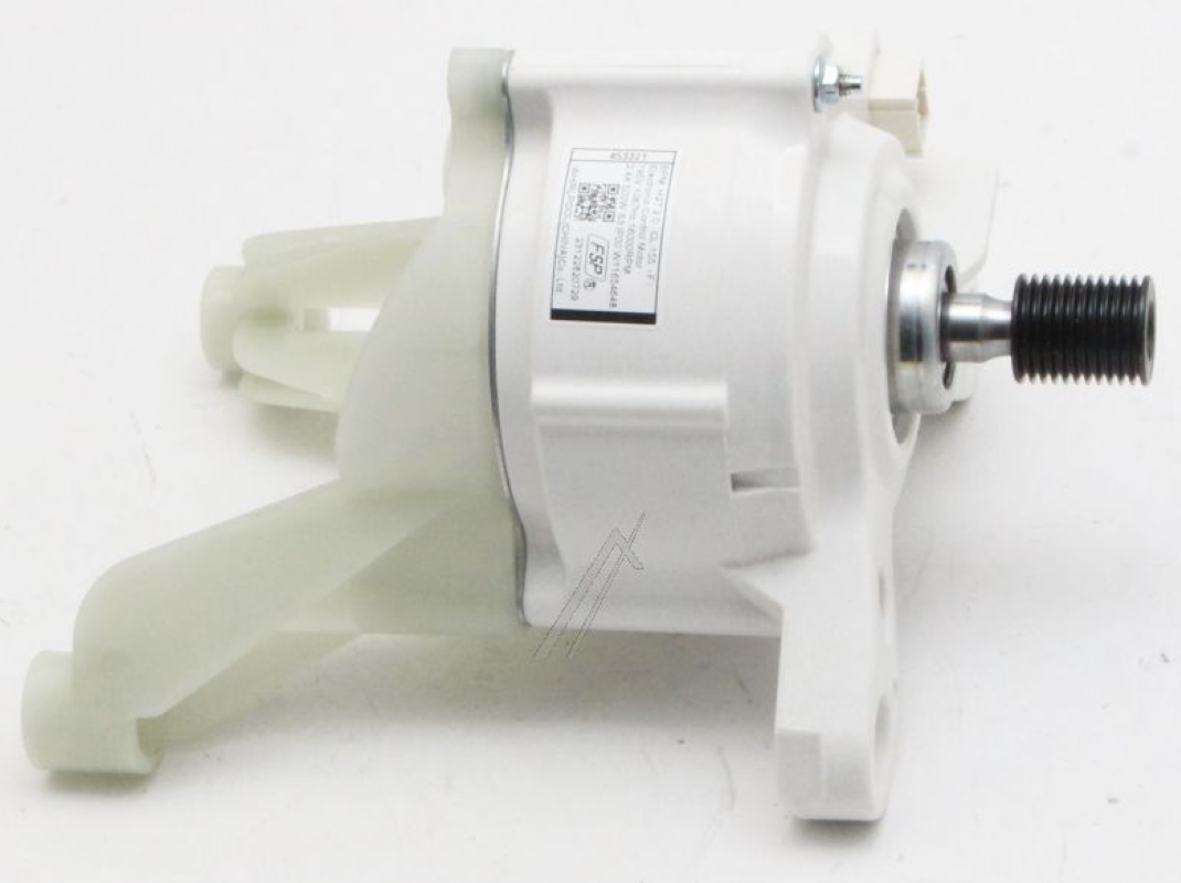 Original Bauknecht Motor BPM 27_2.0 23.2J A für Waschmaschine, mit Herstelleretikett und Kabelanschluss sichtbar.