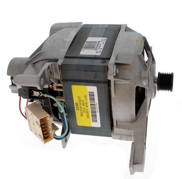 Bauknecht Waschmaschinenmotor MCA 52/64-148/ALD10, original Ersatzteil, sichtbar mit Kabelanschlüssen und Typenbezeichnung.