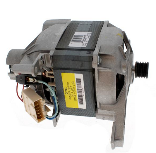 Bauknecht Waschmaschinenmotor MCA 52/64-148/ALD10, original Ersatzteil, sichtbar mit Kabelanschlüssen und Typenbezeichnung.