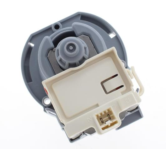 Laugenpumpe R 2.5 von Bauknecht, 220-240V, 50Hz, für Waschmaschine, sichtbar mit schwarzem Gehäuse und Anschluss.