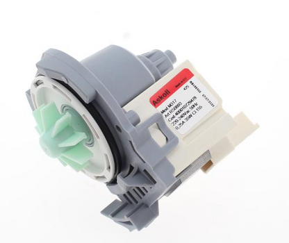 Laugenpumpe R 2.5 für Waschmaschine, Bauknecht, 220-240V, 50Hz, Ersatzteil, sichtbare Pumpe mit Anschluss.