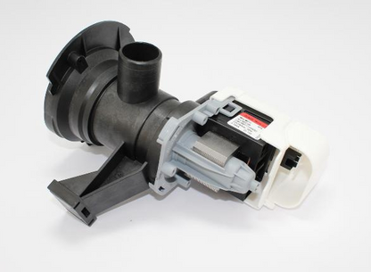 Laugenpumpe RC006100 von Bauknecht, original Ersatzteil für Waschmaschinen, zeigt die Pumpe in detaillierter Nahaufnahme