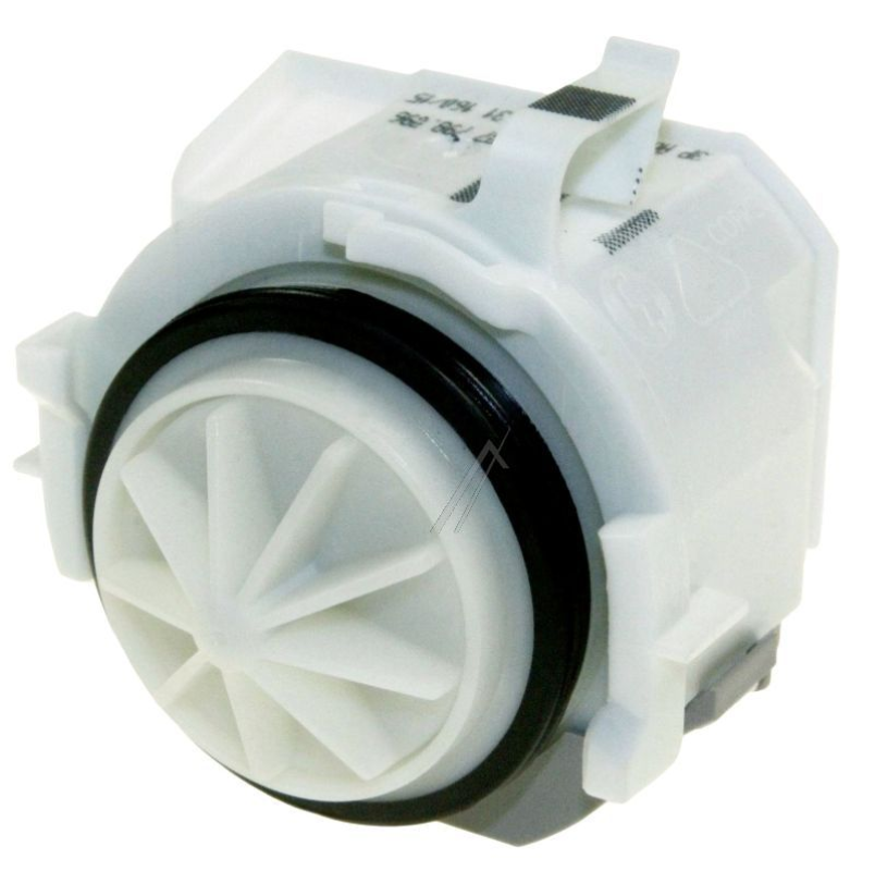 Bosch Siemens BLP3 Laugenpumpe 00631200, Original, zeigt die weiße Waschmaschinenpumpe mit Anschlussstücken