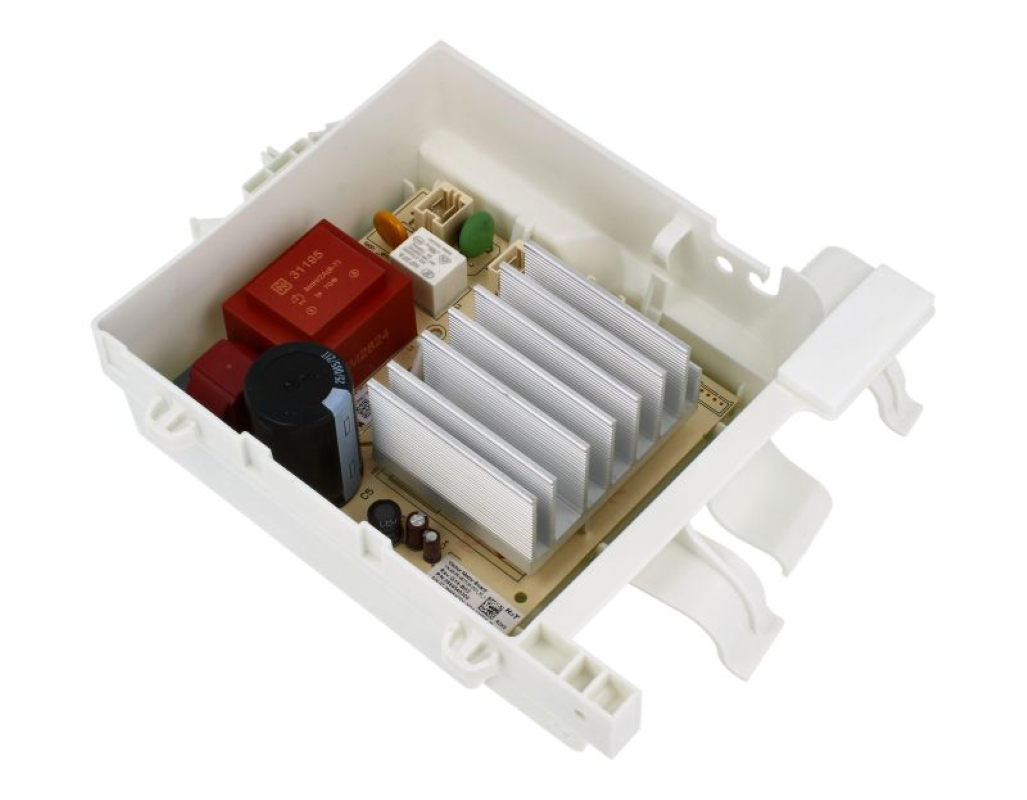 Elektronik-Motorkarte Atlas Vektor für Bauknecht Beko, 900W, 32mm, C00868673, von ElectroPiece, zeigt Leiterplatten und Anschluss.