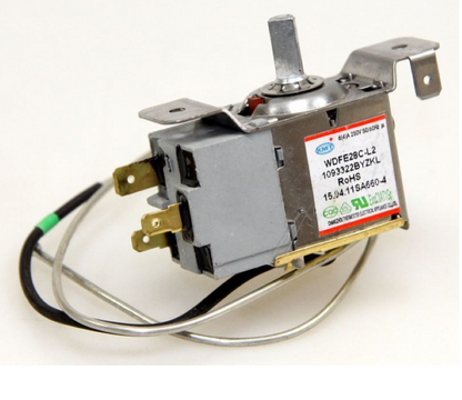 Originaler Gorenje WDFE28C-L2 Thermostat HK1093322, Nahaufnahme des thermostatischen Steuerungsmoduls.