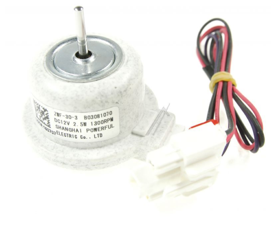 Gorenje Lüftermotor, 12V DC, 2,5W, original für ZWF-30-3 Waschmaschine, sichtbar mit Kabelanschluss.