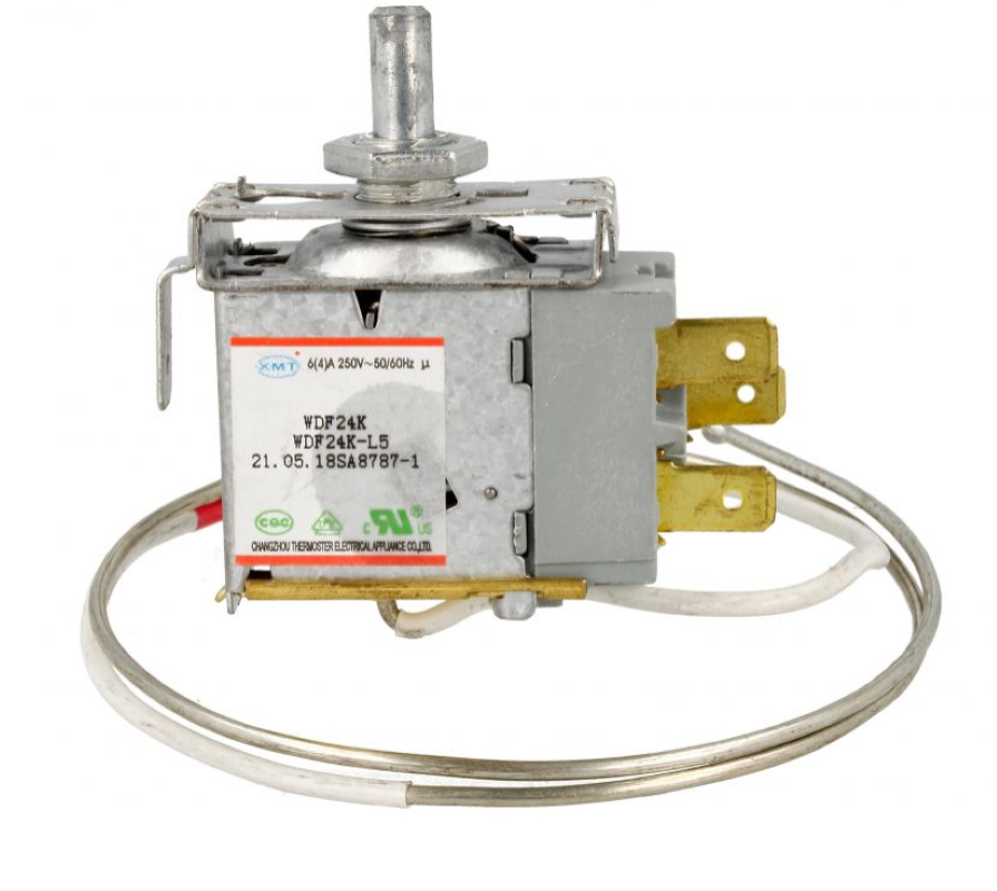 Homa WDF24K-L5 Kühlschrankthermostat, Original, Bild zeigt das weiße Thermostat mit digitaler Anzeige und Anschlusskabel