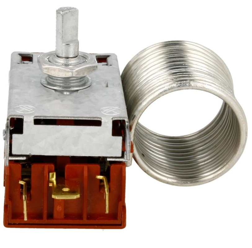 Vestel Thermostat KDF29N6, Modell 32015617, zeigt die Bedienelemente und Anschlusskabel auf der weißen Oberfläche