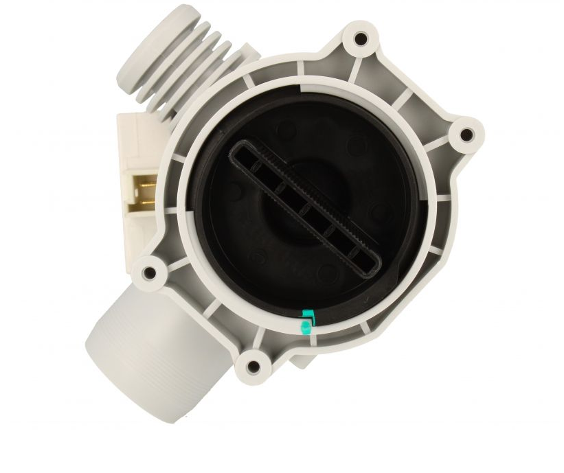 Vestel Abflusspumpe für Waschmaschine, original, mit 13mm Anschluss, zeigt die Pumpe im Einsatz.