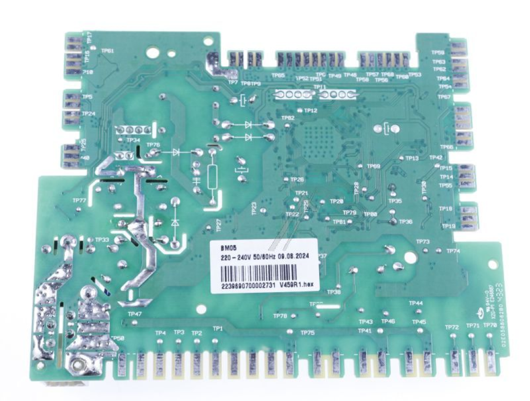 Vestel Platine Elektronikkarte VS25 22396907, originale Vestel Elektronikplatine mit Anschlüssen und Komponenten.